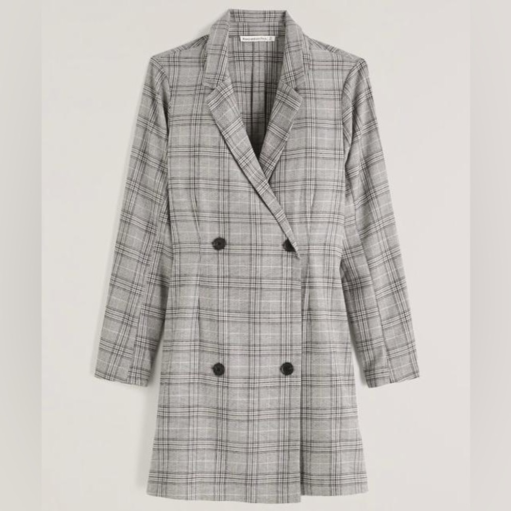 Abercrombie Long-Sleeve Blazer Dress Color: grey plaid